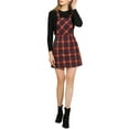 thumbnail image 2 of INSPIRE CHIC Women's Plaid Print Adjustable Strap Casual Suspender Dress XS Red, 2 of 6