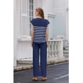 thumbnail image 3 of EKOUAER Pajama Set for Women 2 Piece Outfits Knit Sweater Sets Striped Top Wide Leg Long Pants Matching, 3 of 6