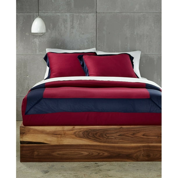 Calvin Klein Modern Cotton Modal Niccolo Duvet Cover - KING - Burgundy / Navy Calvin Klein Modern Cotton Modal Niccolo Duvet Cover - KING - Burgundy / Navy