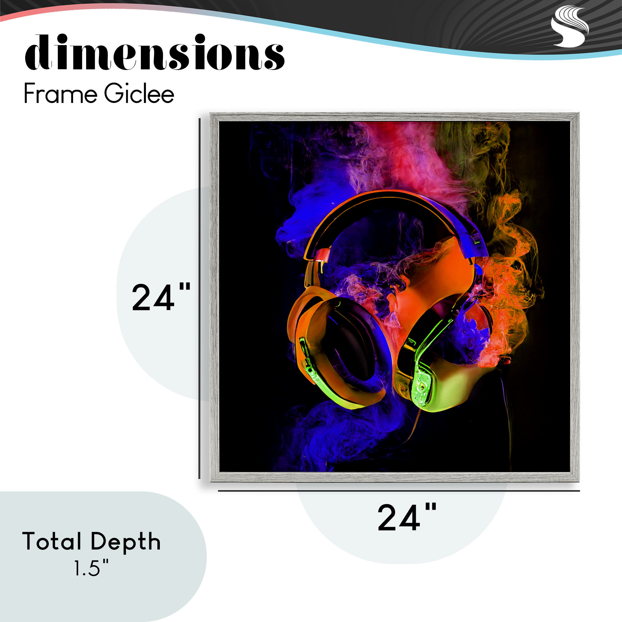 Power Play Headphones Gray Framed Giclee Art, design by Sasha