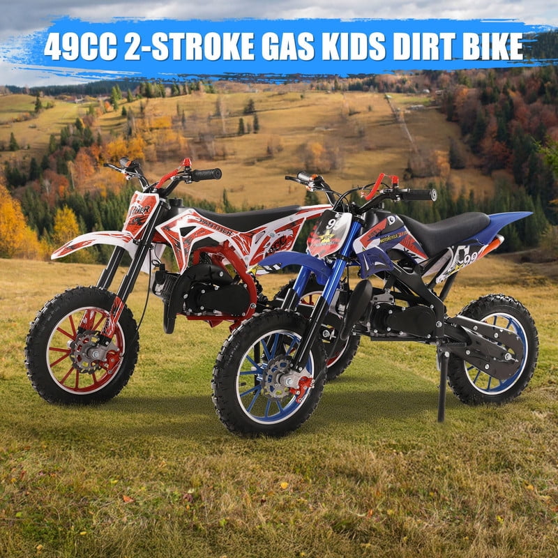 49cc High Power Kids Dirt Bike, 2-Stroke Mini Motorcycle Gas Powered Trail Bike - Mini Dirt Bikes with Hydraulic Shock Absorbers 220LBS Capacity 12-18 Miles Range 40KM/H