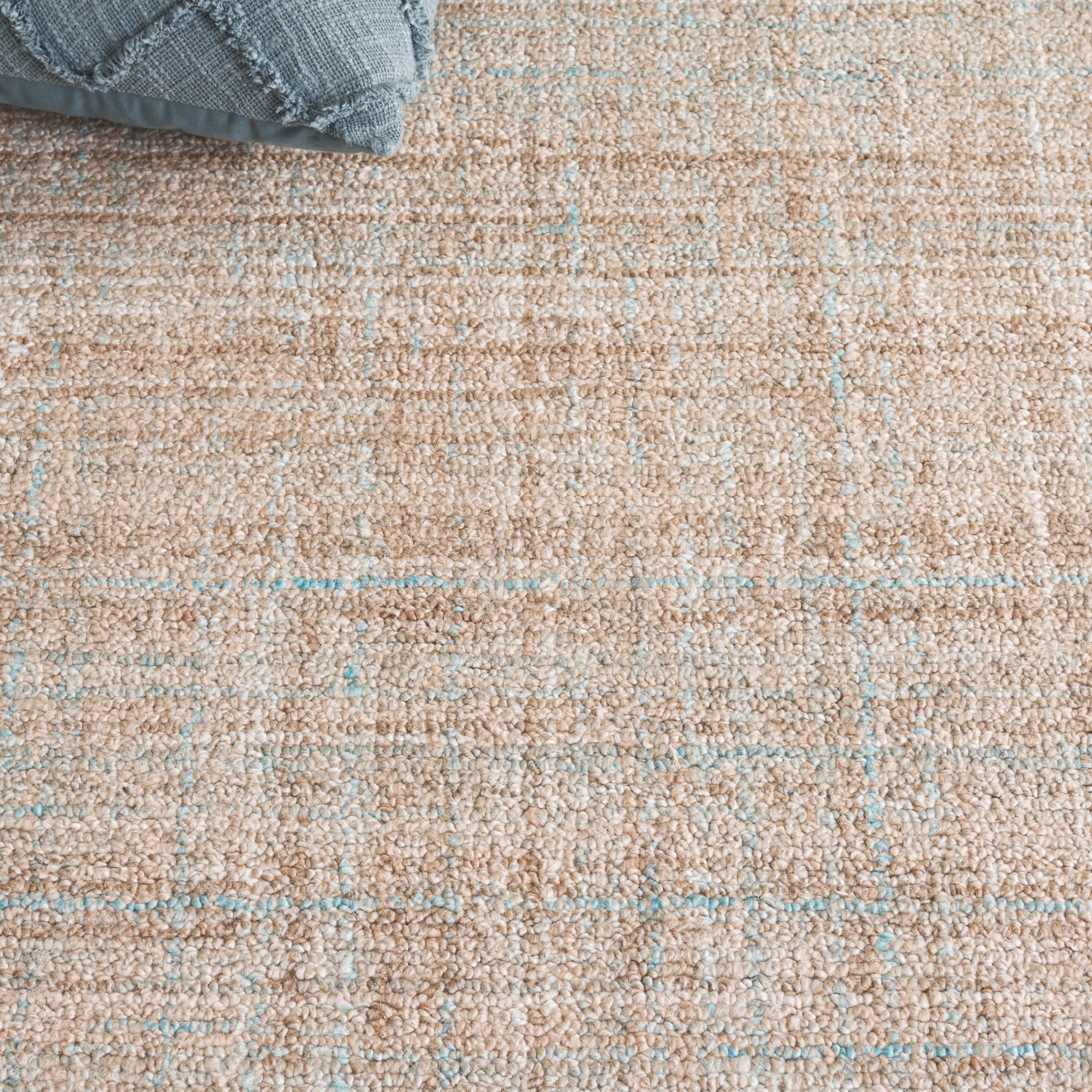 SAFAVIEH Abstract Yorick Striped Polyester Area Rug, Aqua/Brown, 6' x 6' Round
