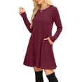thumbnail image 5 of CIENVNSTG Formal Dresses for Women Round-Neck Long Sleeve Party Dress Deep Red S, 5 of 5