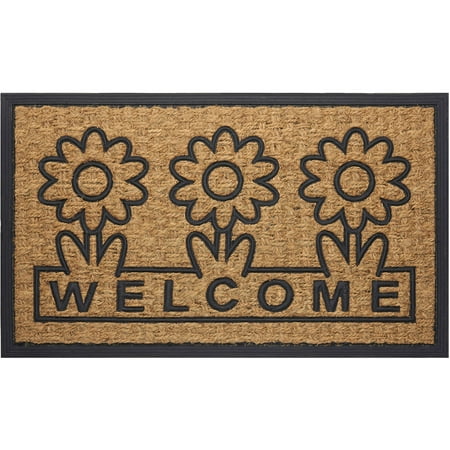 Achim Coco Mat Daisy Door Mat,18" x 30", Brown