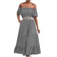 thumbnail image 1 of unique Fashion Women Dresses Summer Casual Short Sleeve Vacation Beach Pockets Long Dress, 1 of 4