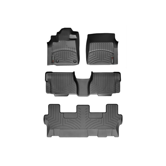 WeatherTech Custom Fit FloorLiners compatible with 2012-2022 Toyota Sequoia - Complete Set (1st, 2nd, & 3rd Row), Black