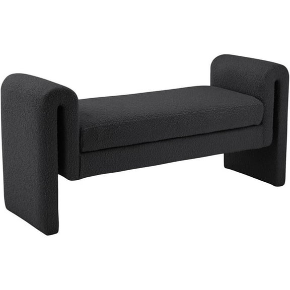 Pemberly Row Modern / Contemporary Black Finish Fabric Bench