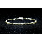 YEIDID INTERNATIONAL Peridot Round Cut Tennis Bracelet in 18k White Gold