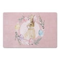 thumbnail image 1 of Felpudo decorativo con forma de conejo de Pascua, para interior y exterior, con diseño de flores y camión, para pasillo, 1 of 6