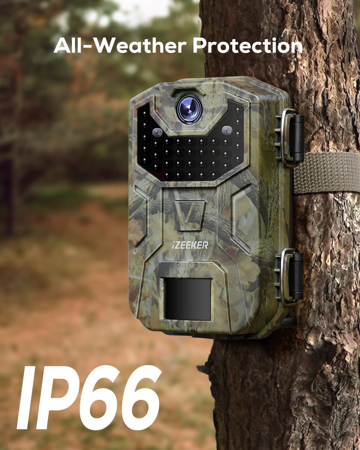 CocoBear Trail Camera 32MP 1080P Night Vision Game Camera, 0.2s Trigger, IP66 Waterproof, No-Glow Infrared, Motion Activated, Supports Up to 128GB SD Card, Hunting & Wildlife Monitoring