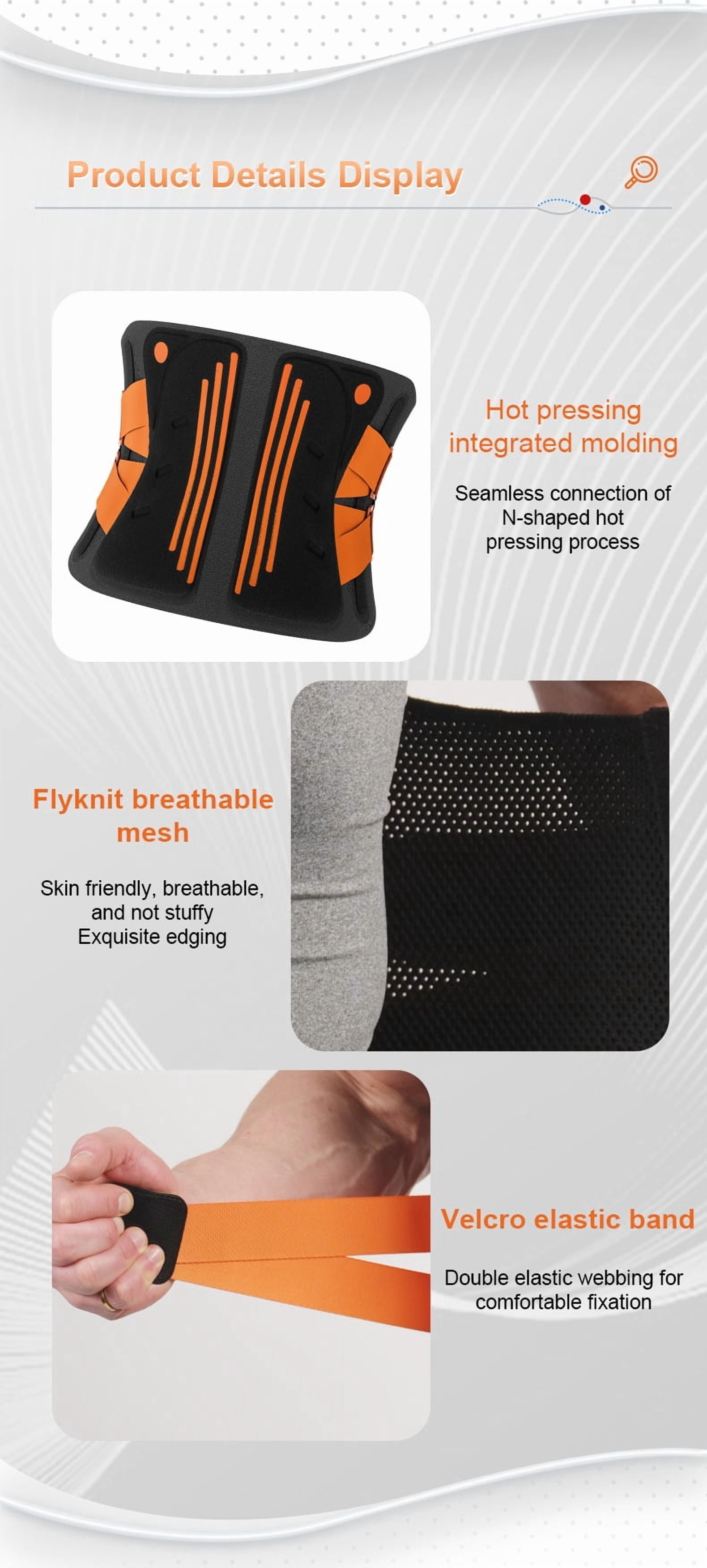 Lower Back Brace Waist Belt Men Women Adjustable Breathable Lumbar，Breathable Knit Back Brace for Lower Back Pain Relief, Lumbar Support - Adjustable Waist Belt with Memory Support Plates & Compressi