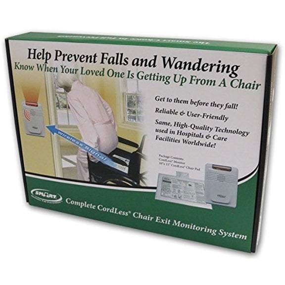 Smart Caregiver Cordless Exit Alarm with Chair Pressure Sensing Pad - Lets you know when they get up without alarming in their room!