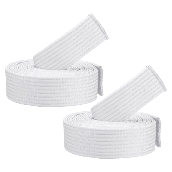 Unique Bargains 7.2FT Taekwondo Colored Ranking Belts, Polyester / Cotton Men Women Pro for Competition, White 2 Pack