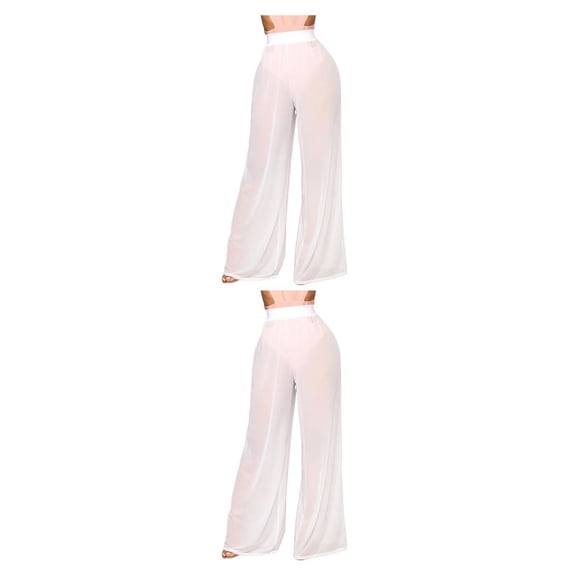 Greeniant Pantalones de playa para mujer Ropa de playa de color sólido Cintura alta Cómodos Pantalones transparentes sueltos Natación Type1 NO1