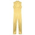 thumbnail image 3 of CHICTRY Kids Girls Metallic Long Jumpsuit Sleeveless Gymnastics Acrobatics Full Length Unitard Bodysuit Gold 12, 3 of 5