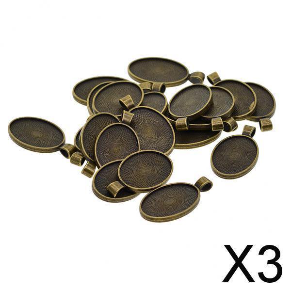 3x 20 Piezas de Aleación Ovalado Soledad Base de Cabujón Ajuste Encanto Bandejas para Colgantes Doble