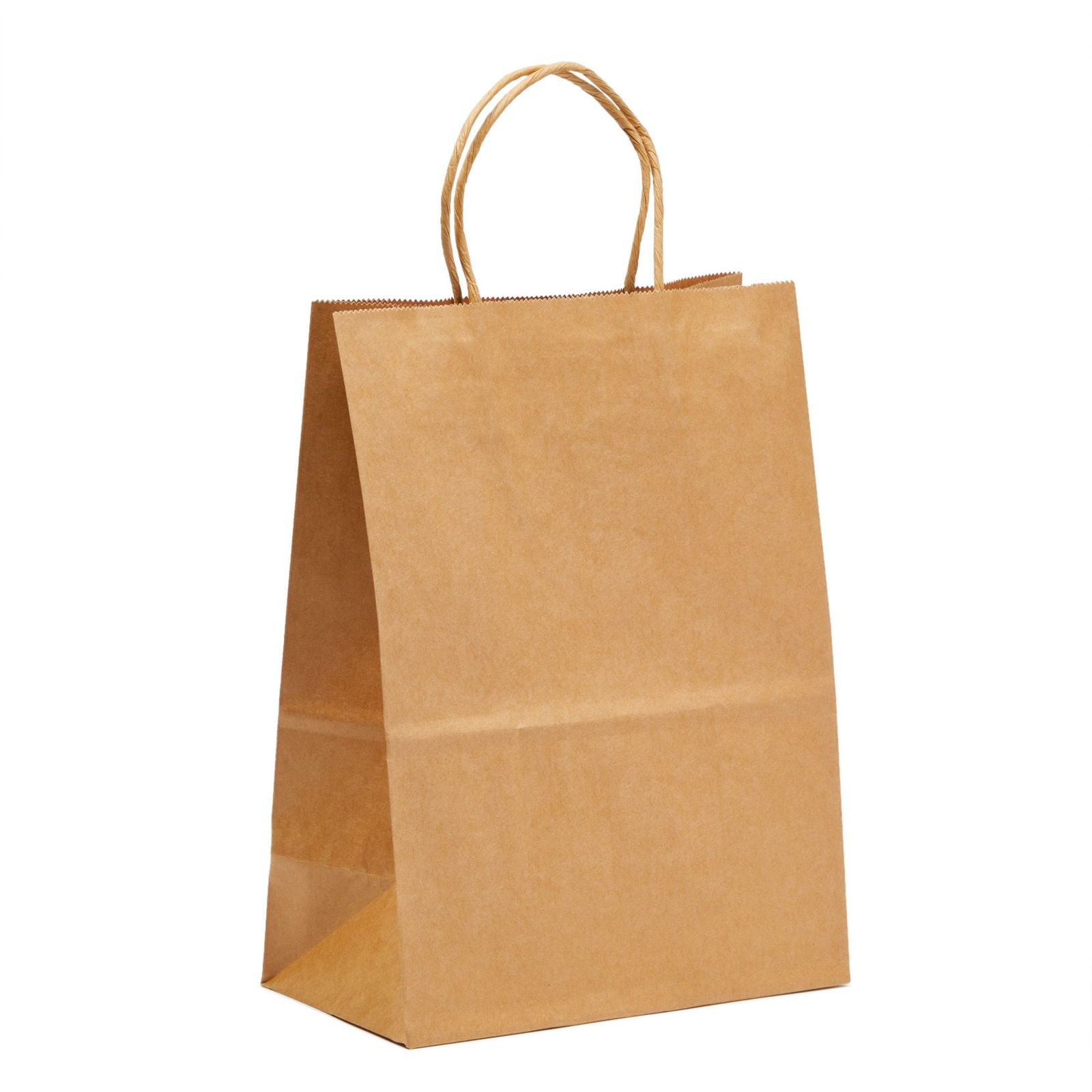 50Pc White Kraft Paper Gift Bags Bulk with Handles 8 X 4.5 X 10.5 Ideal for S 