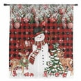 thumbnail image 2 of Red Plaid Christmas Semi Sheer Curtains Drapes for Living Room,Bedroom,French Doors Window 63 Inches Long,Snowman Xmas Tree Ball Elk Snowflake Rod Pocket Chiffon Curtain Voile Drapery Panel, 2 of 6