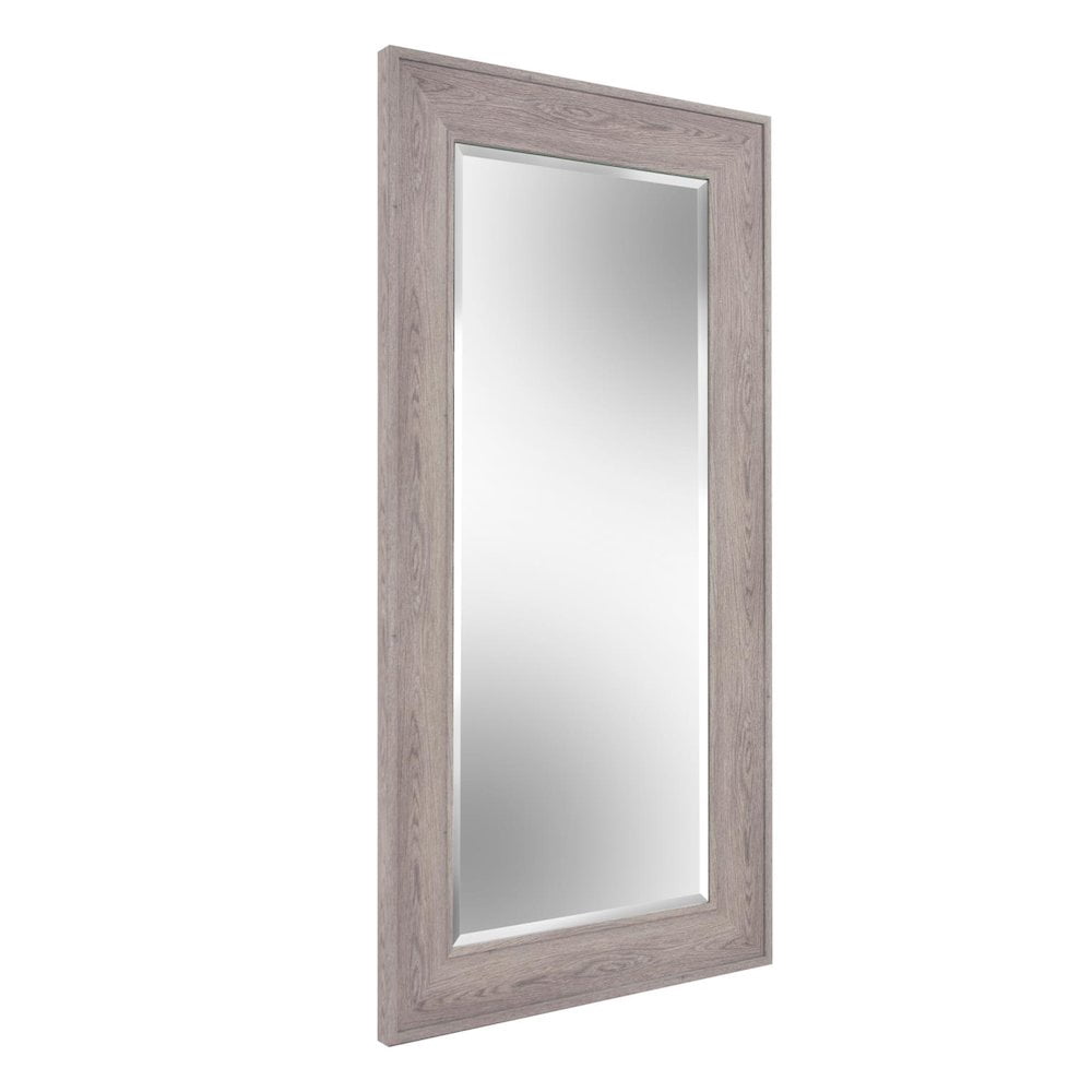 Tyler Dillion Gray Rectangular Faux Wood Grained Beveled Wall Mirror 36"H x 24"W