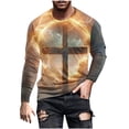 thumbnail image 2 of Blusas y camisas de manga larga con cuello redondo para hombre, blusas casuales de manga larga con cuello redondo, blusas estampadas, blusas de poliéster para hombre, 2 of 5