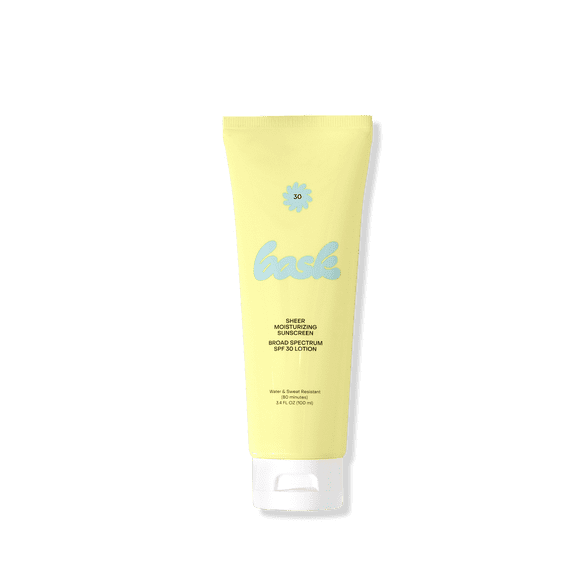 Bask Broad Spectrum SPF 30 Sheer Moisturizing Sunscreen Lotion Water and Sweat Resistant 3.4 Oz