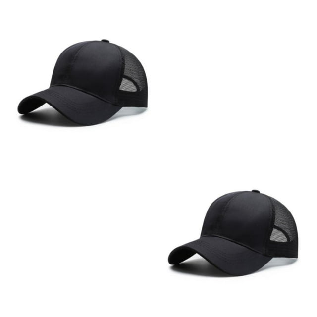 ZheElen Breathable Baseball Cap For Men Adjustable Strap Sporty Style Lightweight Comfortable Male 3D Embroidery Snap-back Hats black 2Set