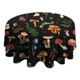 thumbnail image 4 of Colorful Mushroom Forest Black Pattern Round Tablecloth 60"x60",Wrinkle Wipeable Table Cloth for Kitchen Dining Room Picnic Patio Party, 4 of 6