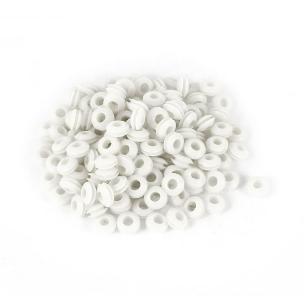 300 PCS 4.5mm x 10mm Grommets de goma blanca para cable, anillo de junta, protector de cable
