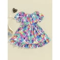 thumbnail image 3 of Bslissey Toddler Little Girls Easter Dress 18M-6T Cute Bunny Print Short Sleeve Ruffled A-line Dress Casual Crew Neck Big Swing Princess Dress Kids Cute Summer Dress, 3 of 8