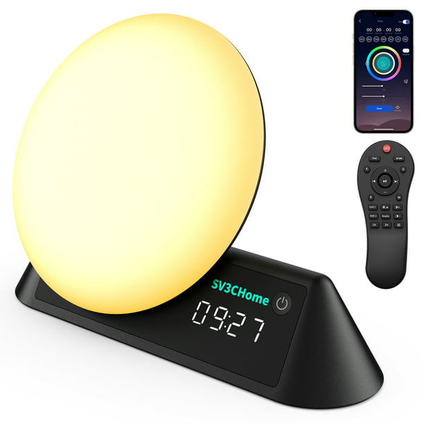 Sunrise Alarm Clock, SV3CHome Smart Wake Up Light, App & Voice Controlled, 15 White Noise, 16 Million Colorful - Walmart.com