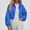Blue, variant on Cropped Jacket for Women's, Loose Fit Long Sleeve Zipper Lightweight Fall Casual Windbreaker Jacket White 2XL
