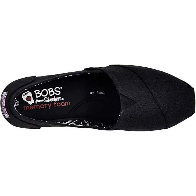 Skechers BOBS from Women's Plush Fashion Slip-On Flat, Black/Black