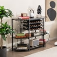 thumbnail image 3 of Gymax 3 Tier Wine Bar Cabinet with Storage Shelves Glass Holders Bottle Racks Gray, 3 of 9