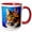 Red/White, variant on 3drose, Adorable Maine Coon Cat Portrait on Blue. Digital Art Gift for You, 11oz Two-tone Yellow Mug