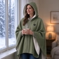 thumbnail image 4 of QISIWOLE Green Heated Hooded Shawl Wrap For Women, 3 Heat Settings Fast Heating, 4.8 ft x 31.5 in Cotton Blend Heated Blanket, For Home Office Travel Winter Warmth, 4 of 5