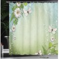 Ambesonne Spring Shower Curtain, Flowers Butterflies Pattern, 69"Wx70"L