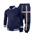 thumbnail image 6 of yuCgh Men's Casual Bomber Style Jacket and Jogger Pants Set, Two-Piece Athletic Outfit with Elastic Waist for Urban and Outdoor Wear,Navy L, 6 of 8