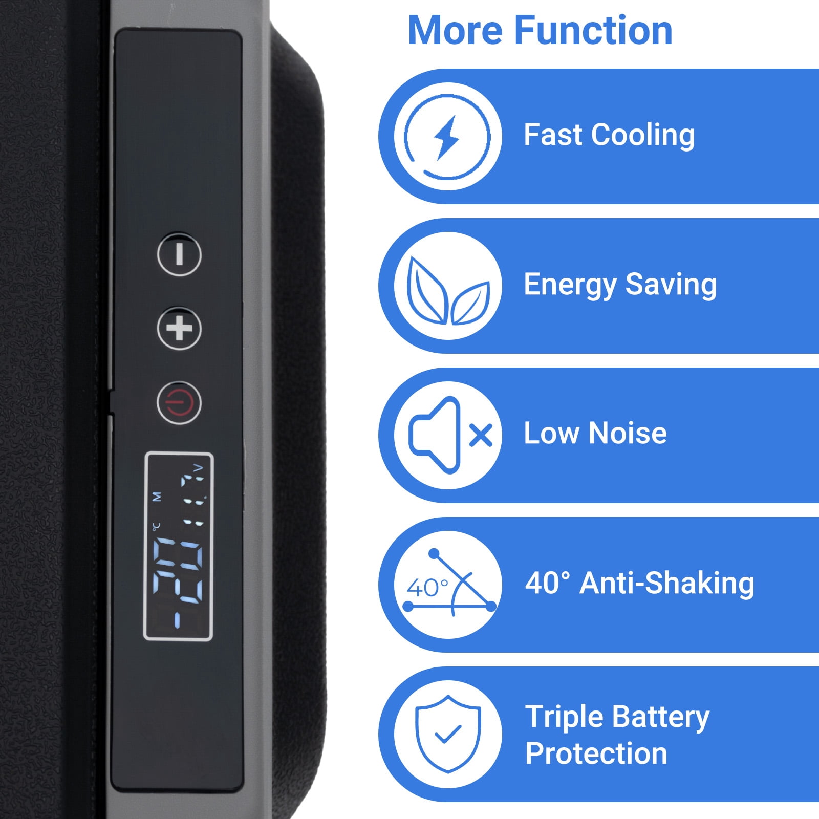 Techomey 12V/24V Car Fridge, 50L Camping Mini Freezer, Quiet Electric Compressor Cool Box