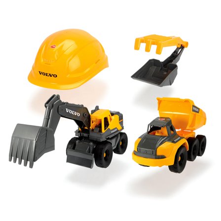 Dickie Toys - 10 Inch Playset With 2 Volvo Construction Trucks