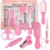 Artrylin Baby Healthcare and Grooming Kit, Baby Safety Set Baby Comb, Hair, Nail, Nose, Tooth and Ear Clean Essentials Accessories,Portable Baby Care Grooming Kit for Christmas Gifts (Pink)