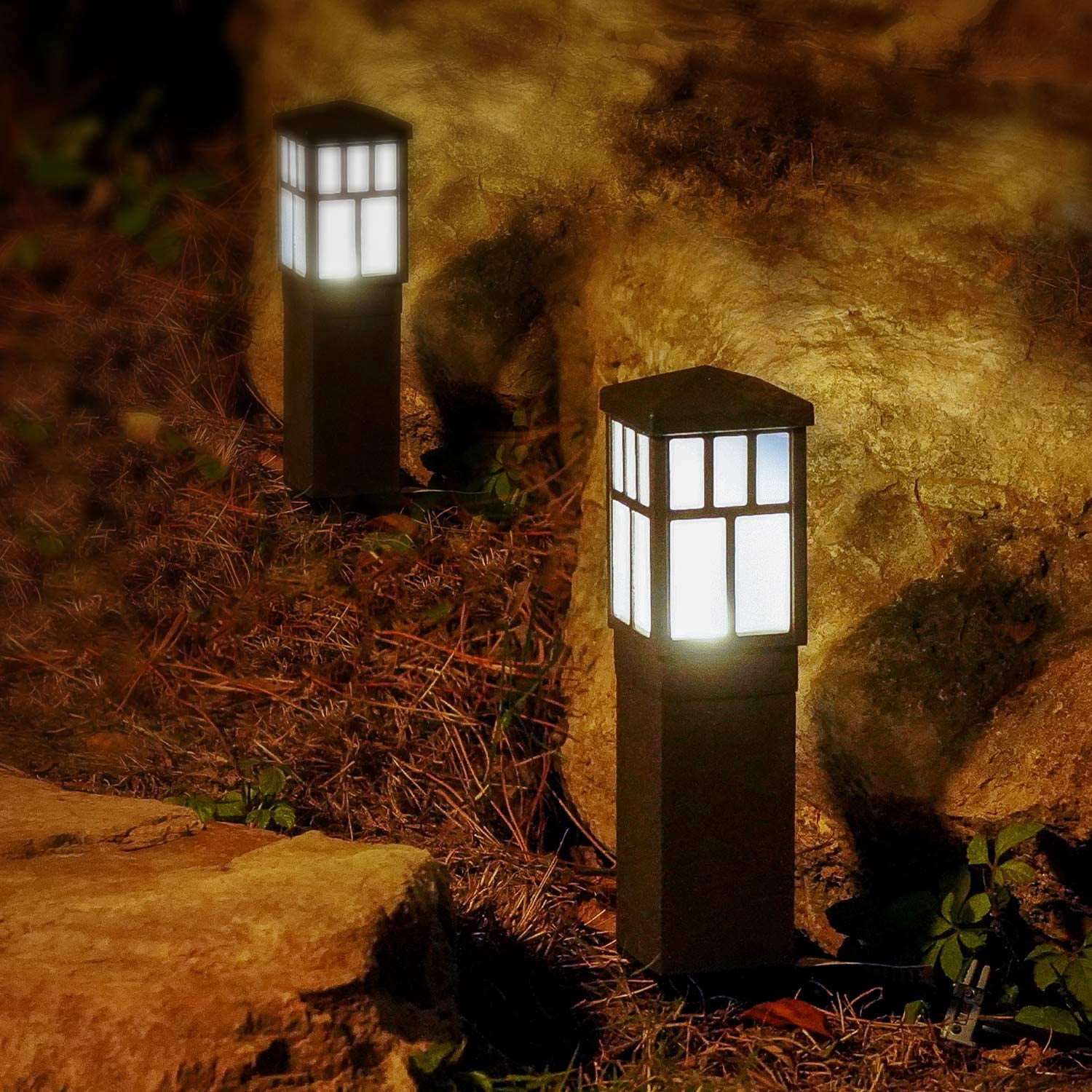 VENUS MANUFACTURING Low Voltage Outdoor Pathway Lights 6 Pack Square Bollard Path Lights LED Landscape Lighting 0.6W 3200K Warm White Light For Walkway Yard Backyard Lawn Garden Decorative
