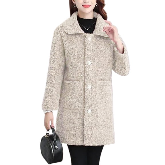 ANYSENSE Women's Winter Warm Lepal Teddy Bear Coat Faux Fur Button Long Cardigan Jacket Outwear