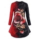 thumbnail image 2 of Talla grande Damask Flower Print Lace Up Tunic Tee Rosegal Mangas largas de talla grande, 2 of 5