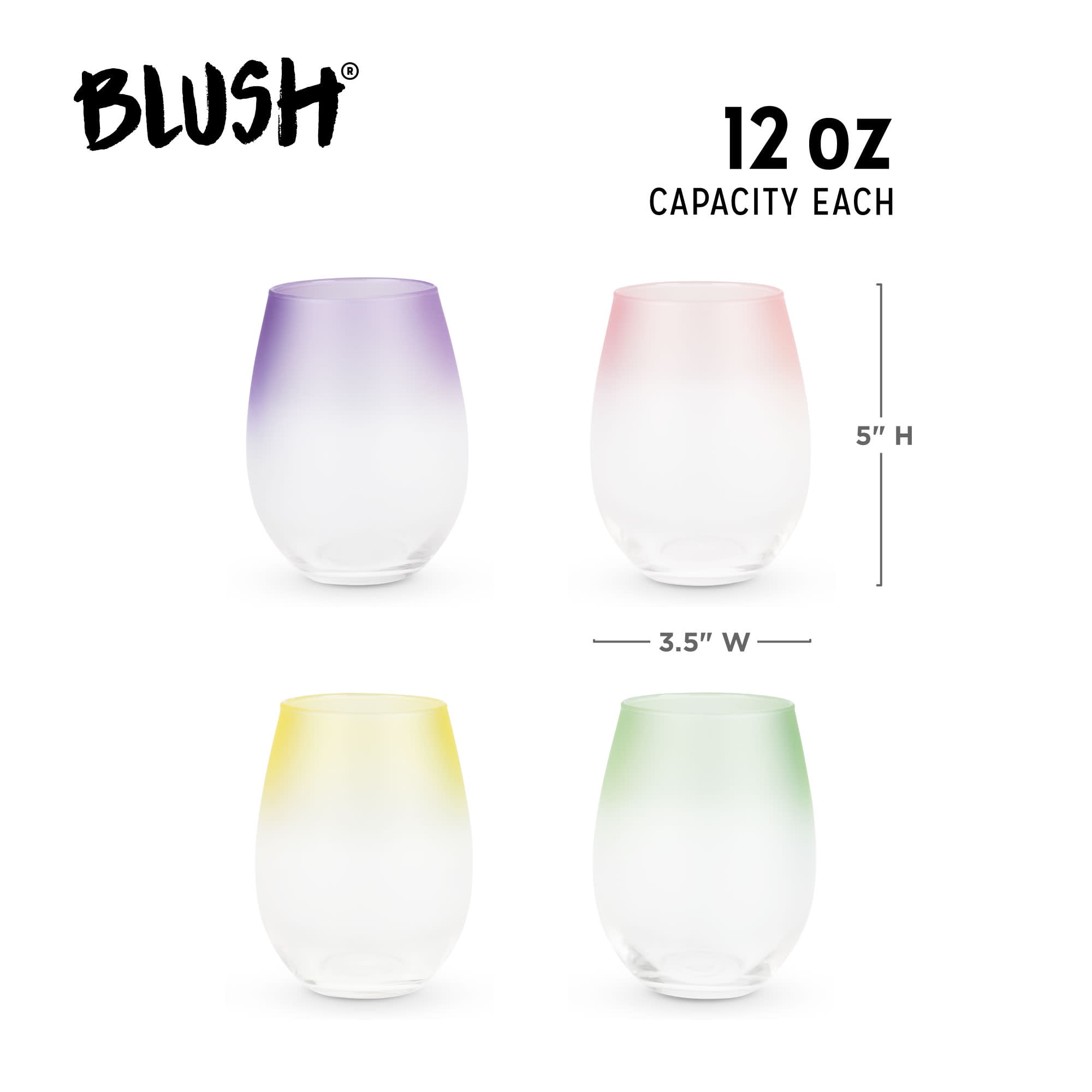 Frosted: Ombre Stemless Wine Glasses by Blush®