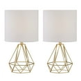 thumbnail image 6 of Yullili 19" Modern Hollow Out Base Bedroom Table Lamp Set of 2, Gold Bedside Nightstand Lamp with Geometric Metal Base White Fabric Shade,Cute Desk Lamp for Kids Living Room, 6 of 6