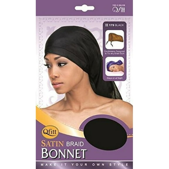 Qfitt Satin Braid Bonnet Black #179