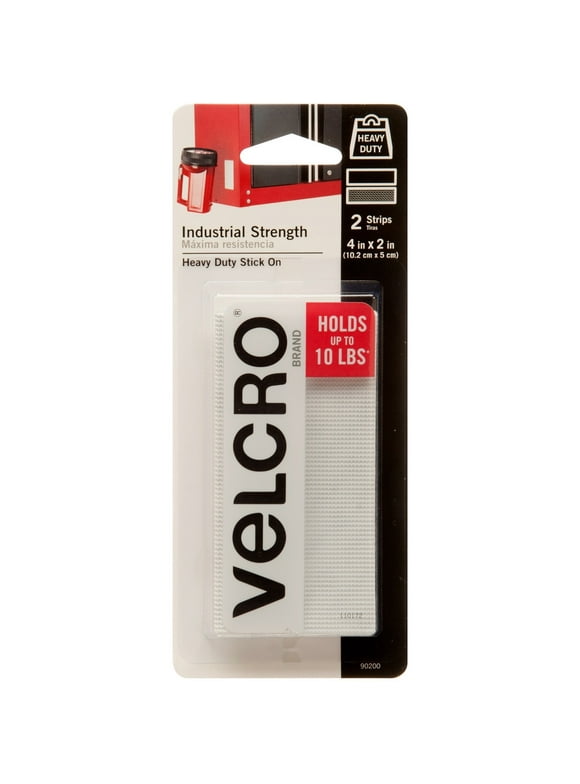 VELCRO Brand Industrial Strength Heavy Duty 4in x 2in Strips White 2 Pack, 90200, 0.32 ounces