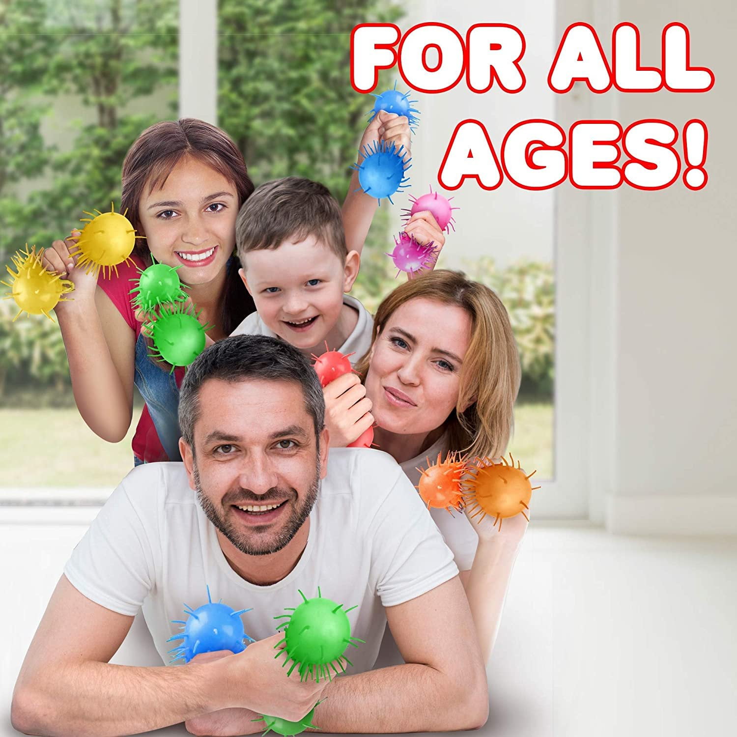 ArtCreativity Puffer Balls – 12-Pack of Soft, Spiky Squishy Balls – Stress Relief & Calming Autism Sensory Toys for Kids – Fun Birthday Party Favors