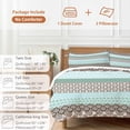 thumbnail image 6 of 3 Piece Boho Geometric Duvet Cover Set Twin Size, Microfiber Comforter/Quilt Cover with Corner Ties and 2 Pillowcases, Turquoise Green Brown Tribal Stripes All Season Soft Bedding with Zipper Closure, 6 of 8