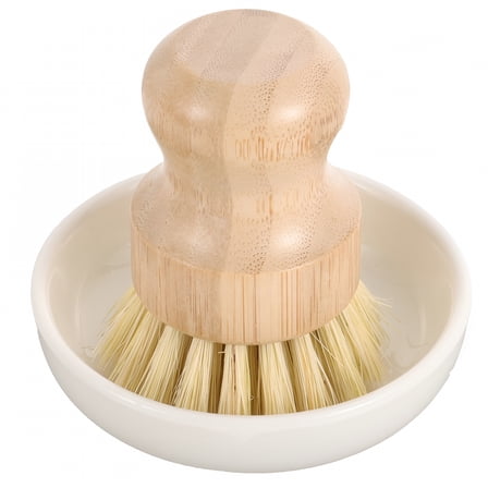 ACDANC Kitchen Cleaning Brush Round Mini Dish Bamboo Base Frame Ceramics Electric Scrubber Brushes to Wash Dishes